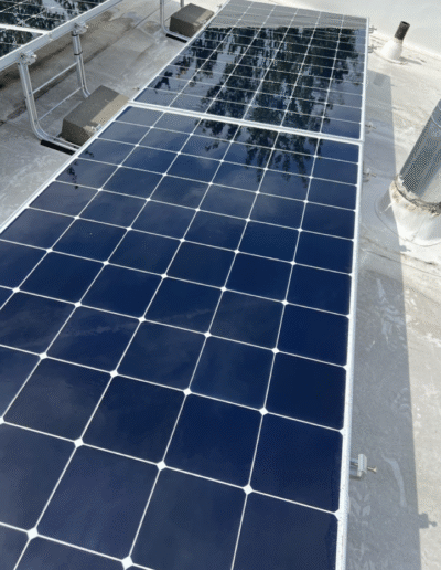Cleaned solar panels producing energy